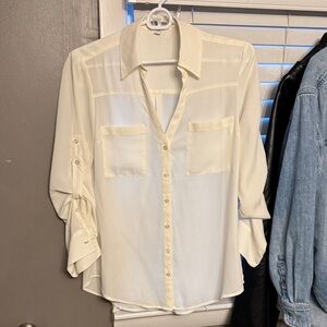 Express Women's Cream Button Down Shirt